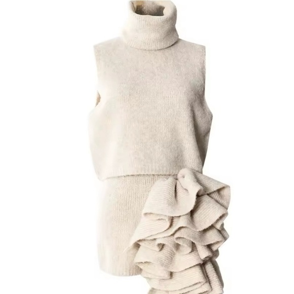 Three Piece Set For Women Lapel Long Sleeve Coat High Neck Vest High Waist - Picture 6 of 7